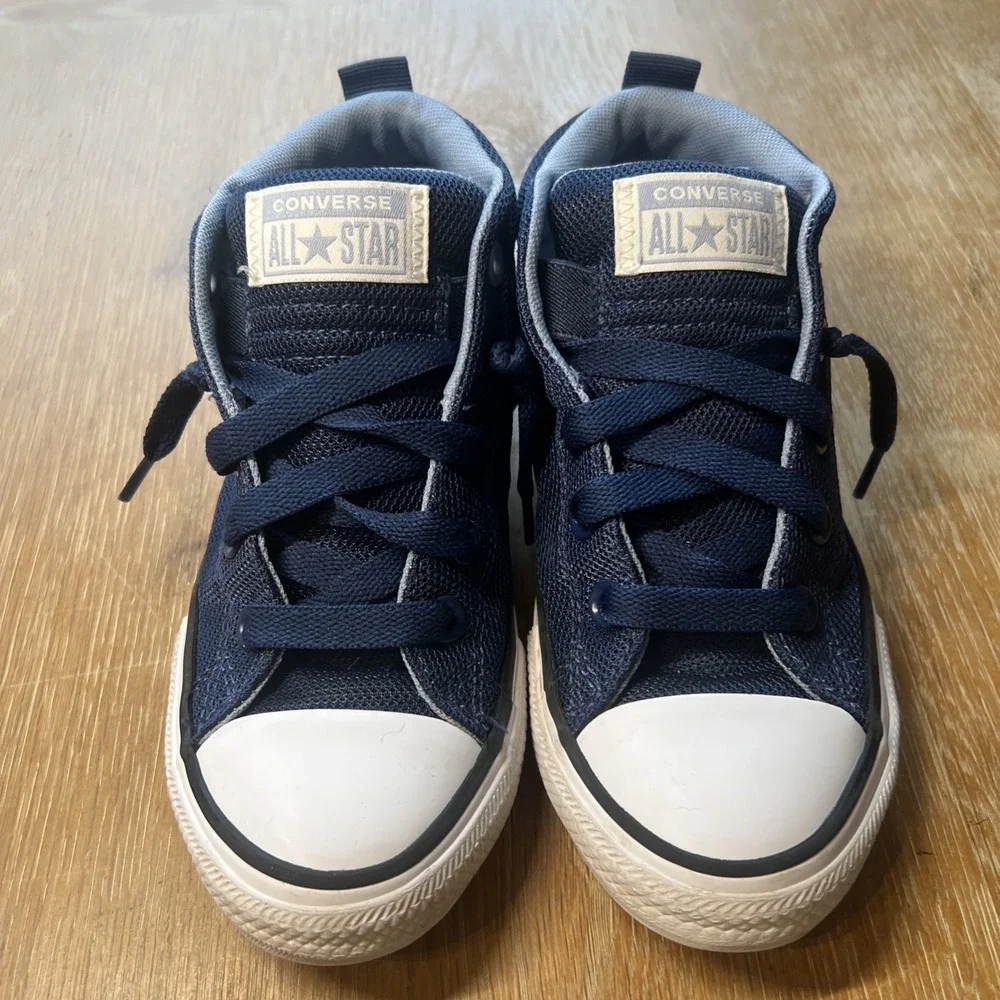 Converse Chuck Taylor All Star Youth Boy's Slip on Shoes Size 2‎ Navy Blue-Black